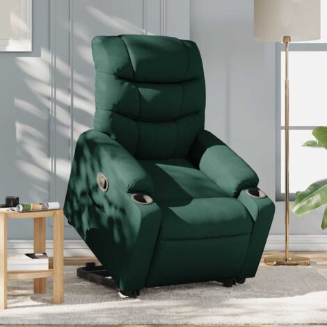 Relaxsessel mit Aufstehhilfe Dunkelgrün Stoff vidaXL