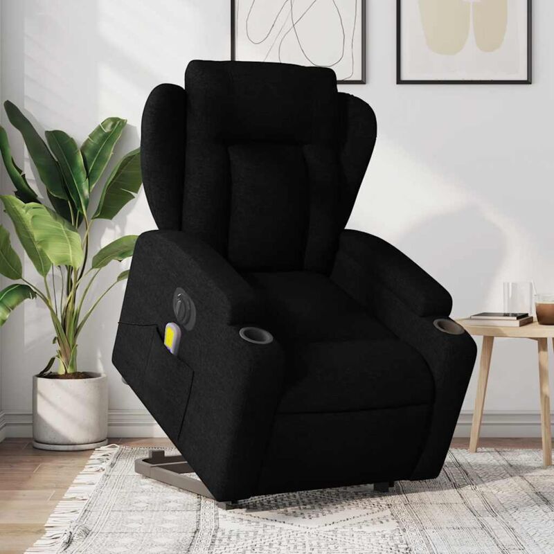 Elektrischer Massagesessel Mit Aufstehhilfe Schwarz Stoff - Vidaxl