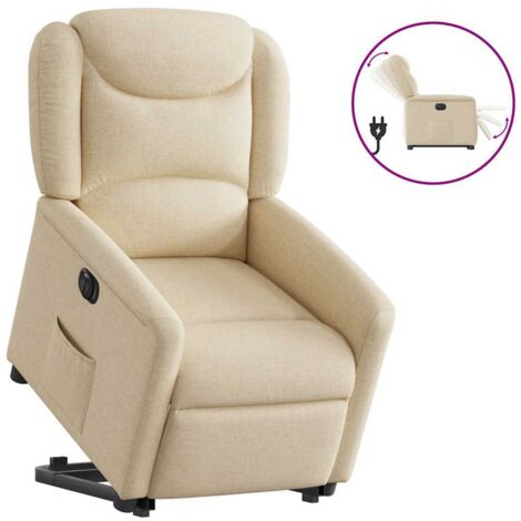 Relaxsessel mit Aufstehhilfe Elektrisch Creme Stoff vidaXL