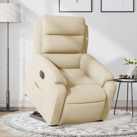 Relaxsessel mit Aufstehhilfe Elektrisch Creme Stoff vidaXL