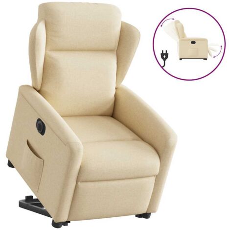 Relaxsessel mit Aufstehhilfe Elektrisch Creme Stoff vidaXL