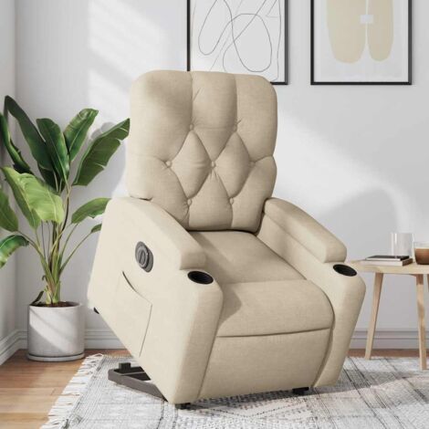 Relaxsessel mit Aufstehhilfe Elektrisch Creme Stoff vidaXL