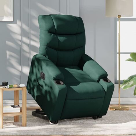 Relaxsessel mit Aufstehhilfe Elektrisch Dunkelgrün Stoff vidaXL