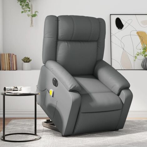 Relaxsessel mit Aufstehhilfe Elektrisch Grau Kunstleder vidaXL
