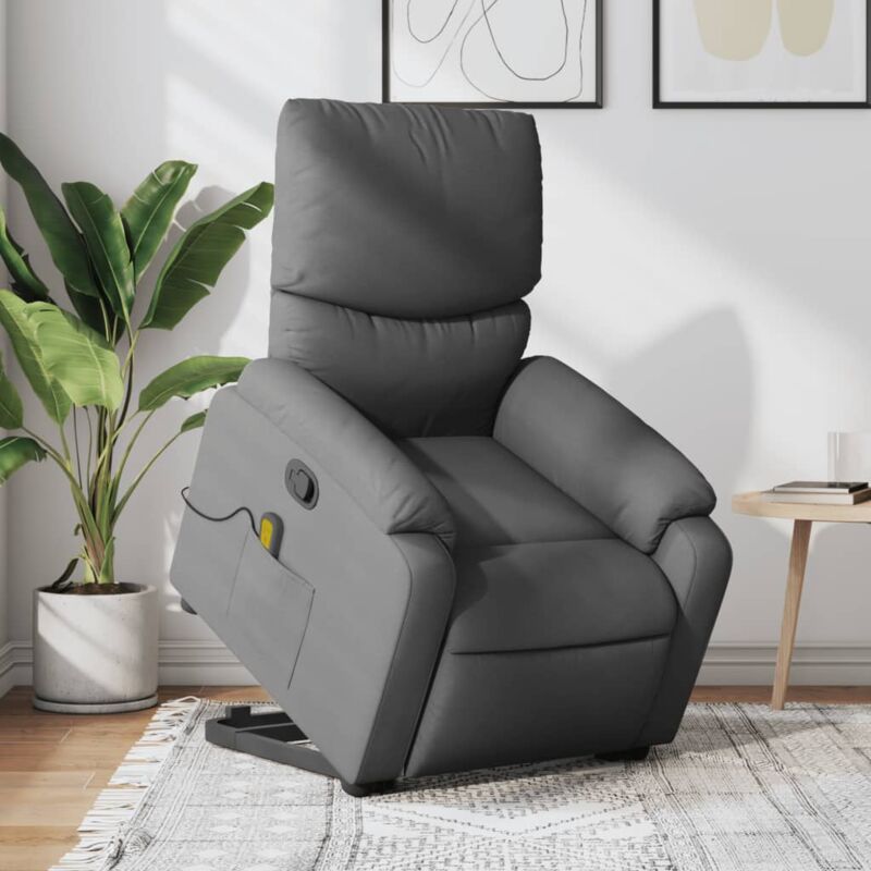 Massagesessel Mit Aufstehhilfe Dunkelgrau Stoff - Vidaxl