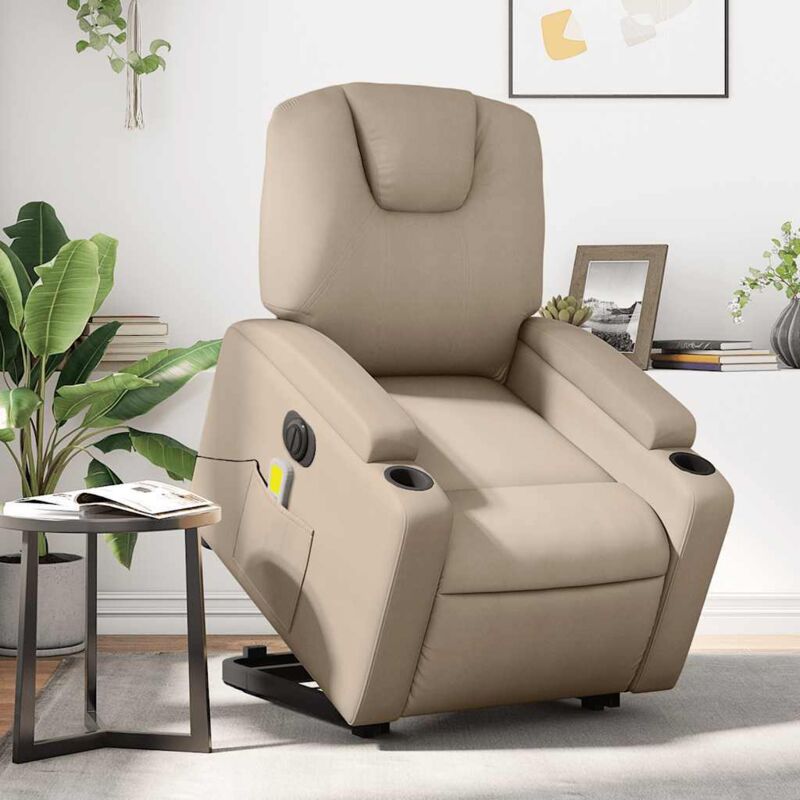 Massagesessel Mit Aufstehhilfe Elektrisch Cappuccino Kunstleder - Vidaxl