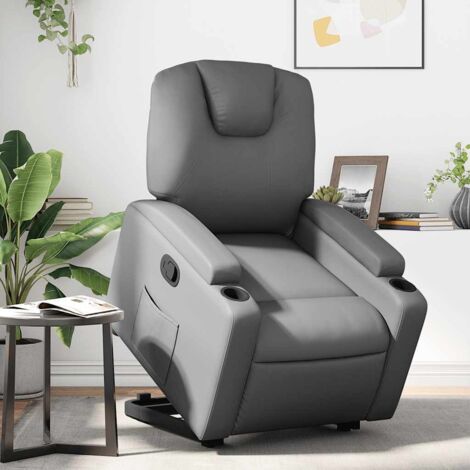 Relaxsessel mit Aufstehhilfe Grau Kunstleder vidaXL