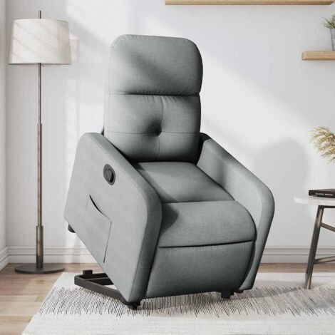 Relaxsessel mit Aufstehhilfe Hellgrau Stoff vidaXL