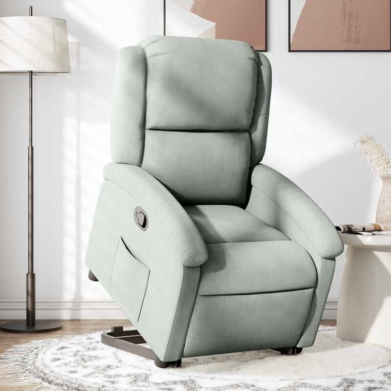 Relaxsessel Mit Aufstehhilfe Hellgrau Samt Vidaxl651542
