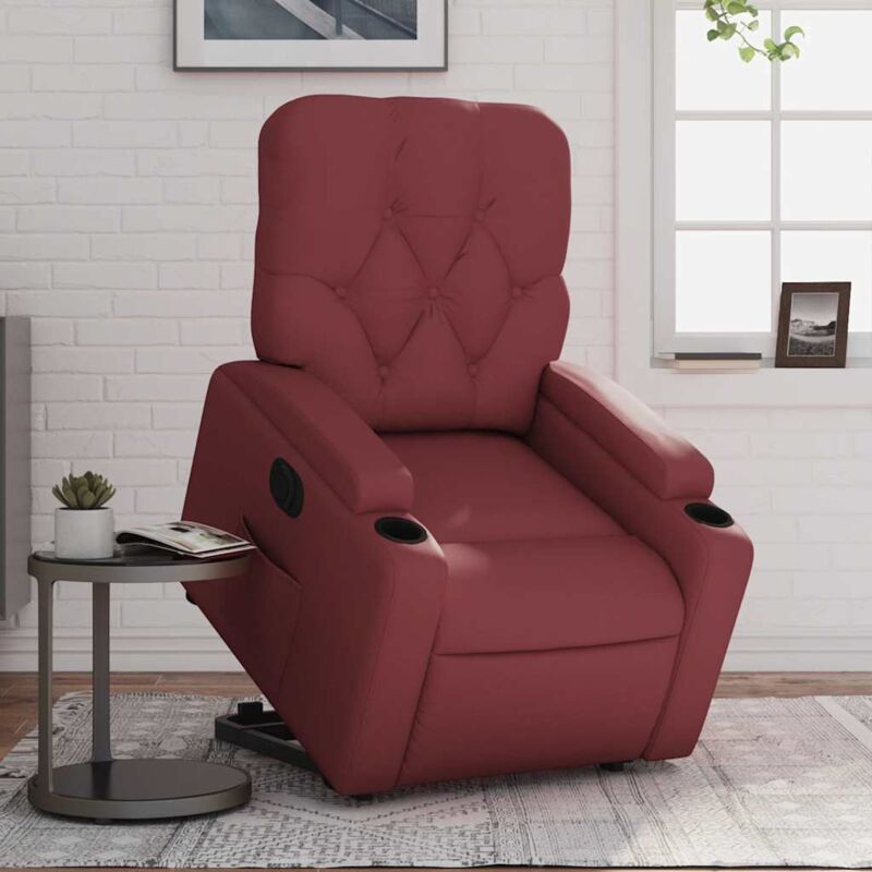 Relaxsessel Mit Aufstehhilfe Elektrisch Weinrot Kunstleder Vidaxl