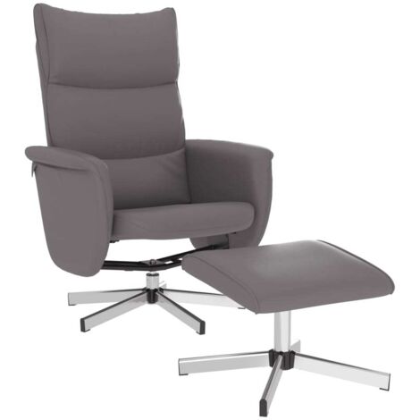 Relaxsessel mit Fußhocker Grau Kunstleder vidaXL