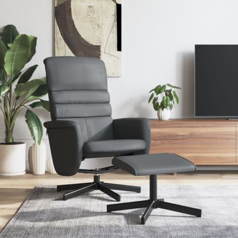 Relaxsessel mit Fußhocker Grau Kunstleder vidaXL