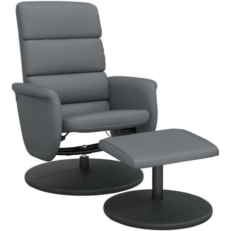 Relaxsessel mit Fußhocker Grau Kunstleder vidaXL
