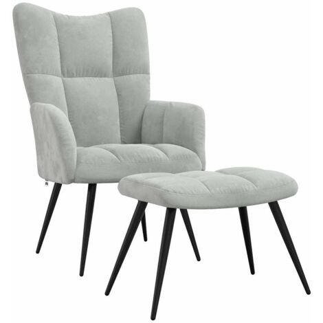 Relaxsessel mit Fußstütze 2 pcs Hellgrau Samt vidaXL