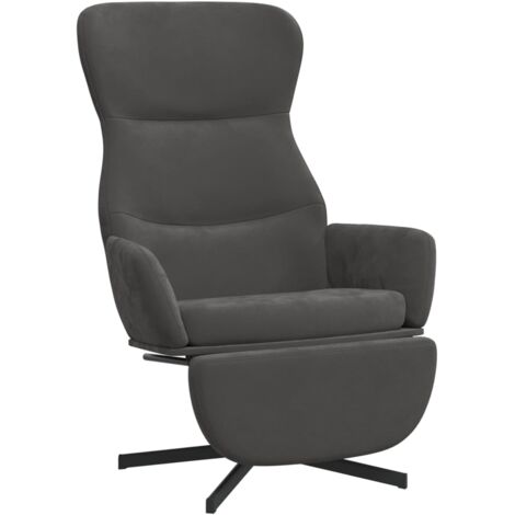 NOVA The Living Store Relaxsessel mit Fußstütze Dunkelgrau Samt - Sessel