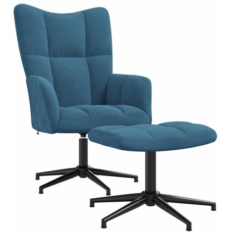 Relaxsessel mit Hocker Blau Samt vidaXL