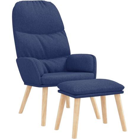 Relaxsessel mit Hocker Blau Stoff vidaXL