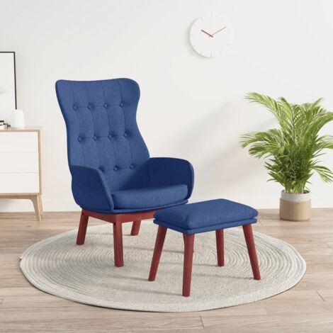 Relaxsessel mit Hocker Blau Stoff vidaXL
