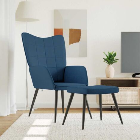 Relaxsessel mit Hocker Blau Stoff vidaXL
