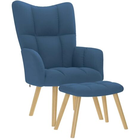 Relaxsessel mit Hocker Blau Stoff vidaXL