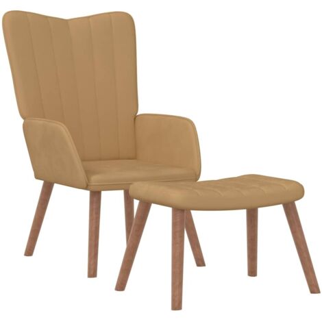 Relaxsessel mit Hocker Braun Samt vidaXL