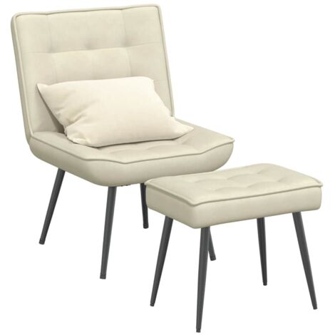 Relaxsessel mit Hocker Creme Samt vidaXL