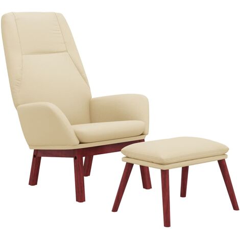 Relaxsessel mit Hocker Creme Stoff vidaXL
