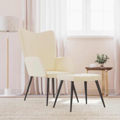 Relaxsessel mit Hocker Creme Stoff vidaXL