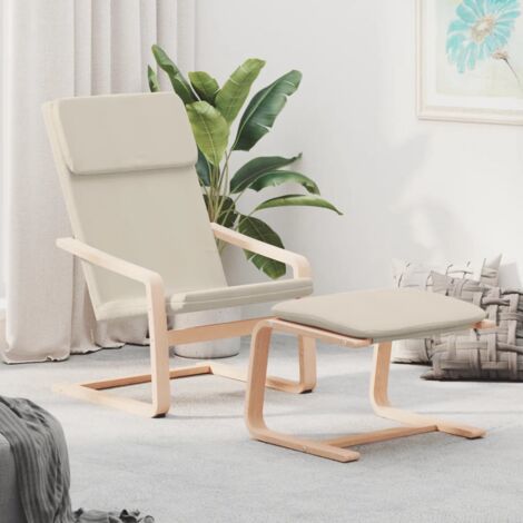 Relaxsessel mit Hocker Creme Stoff vidaXL