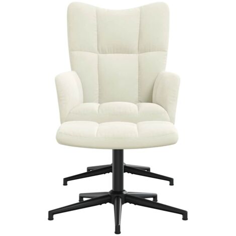 Relaxsessel mit Hocker Cremeweiß Samt vidaXL