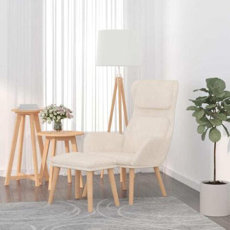 Relaxsessel mit Hocker Cremeweiß Samt vidaXL