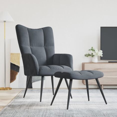 Relaxsessel mit Hocker Dunkelgrau Samt CFW792075