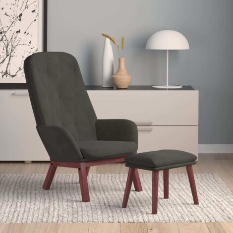 Relaxsessel mit Hocker Dunkelgrau Samt vidaXL