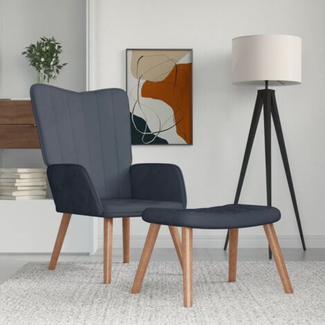Relaxsessel mit Hocker Dunkelgrau Samt vidaXL19876