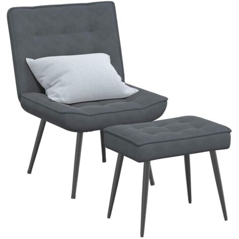 Relaxsessel mit Hocker Dunkelgrau Samt vidaXL538558