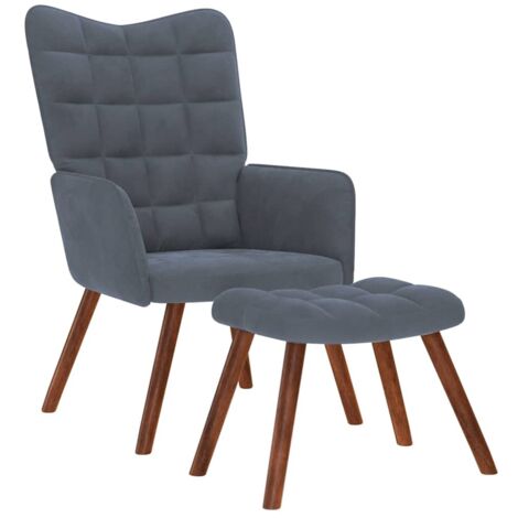 Relaxsessel mit Hocker Dunkelgrau Samt vidaXL945853