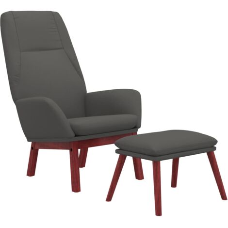 Relaxsessel mit Hocker Dunkelgrau Stoff vidaXL