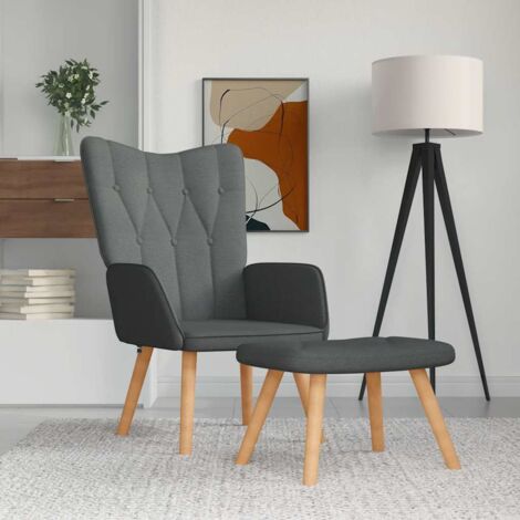 Relaxsessel mit Hocker Dunkelgrau Stoff vidaXL32397