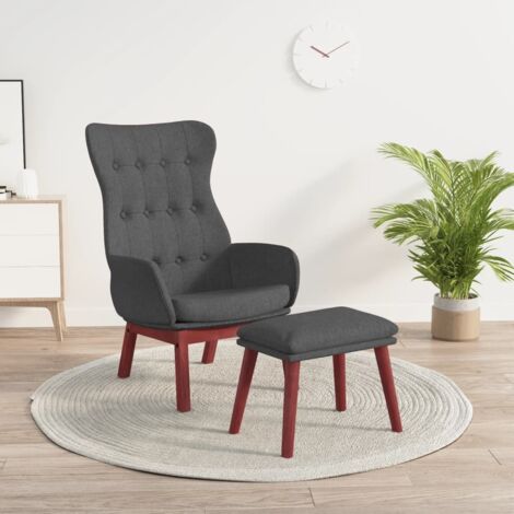 Relaxsessel mit Hocker Dunkelgrau Stoff vidaXL930194
