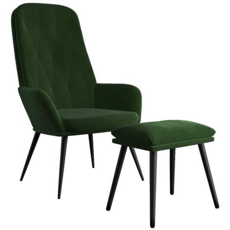 Relaxsessel mit Hocker Dunkelgrün Samt vidaXL