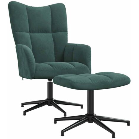 Relaxsessel mit Hocker Dunkelgrün Samt vidaXL