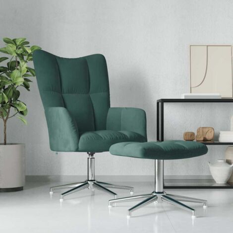 Relaxsessel mit Hocker Dunkelgrün Samt vidaXL