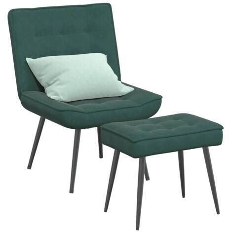 Relaxsessel mit Hocker Dunkelgrün Samt vidaXL684501