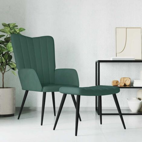 Relaxsessel mit Hocker Dunkelgrün Samt vidaXL73852