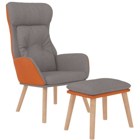 Relaxsessel mit Hocker Hellgrau Kunstleder & Stoff vidaXL