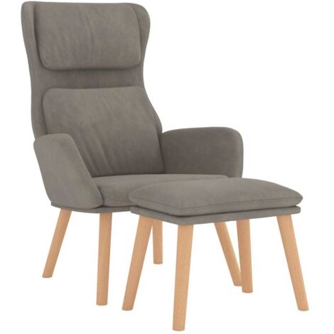 Relaxsessel mit Hocker Hellgrau Samt vidaXL