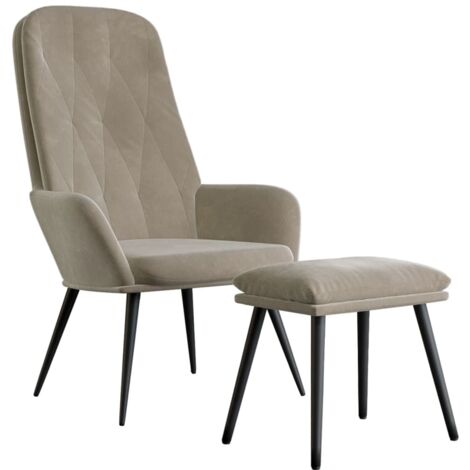 Relaxsessel mit Hocker Hellgrau Samt vidaXL677536