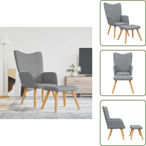 Relaxsessel mit Hocker Hellgrau Stoff - Sessel - Relaxsessel - Wohnraumgestaltung - Bequemlichkeit - Polstersitz