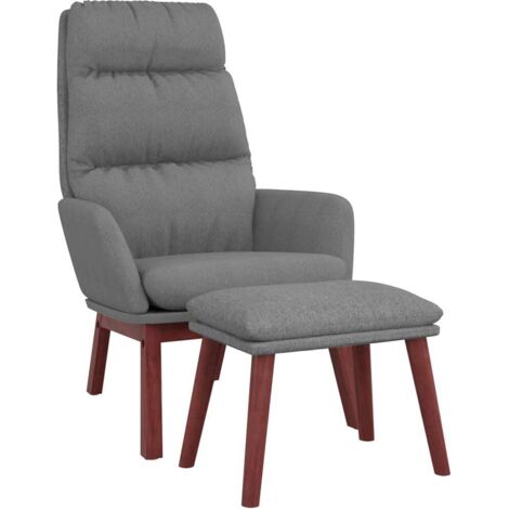 Relaxsessel mit Hocker Hellgrau Stoff vidaXL