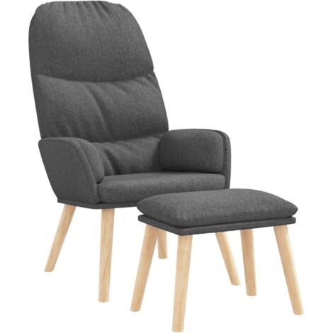 Relaxsessel mit Hocker Hellgrau Stoff vidaXL41648